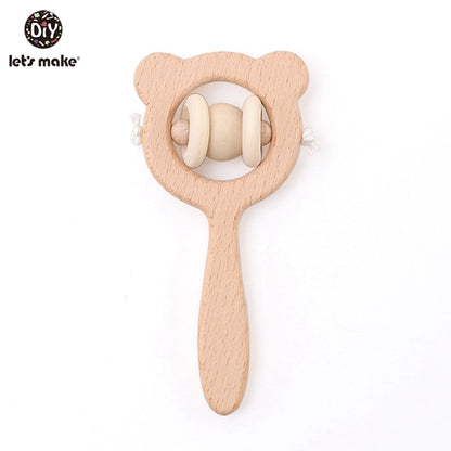 1Pc Silicone And Wooden Baby Teether