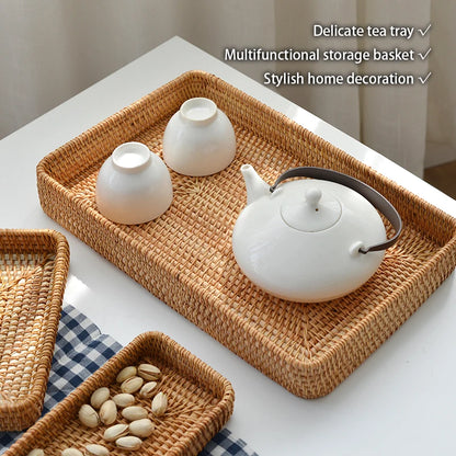 Handwoven Rattan Storage Tray