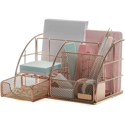 Rose Gold Mesh Desk Organizer