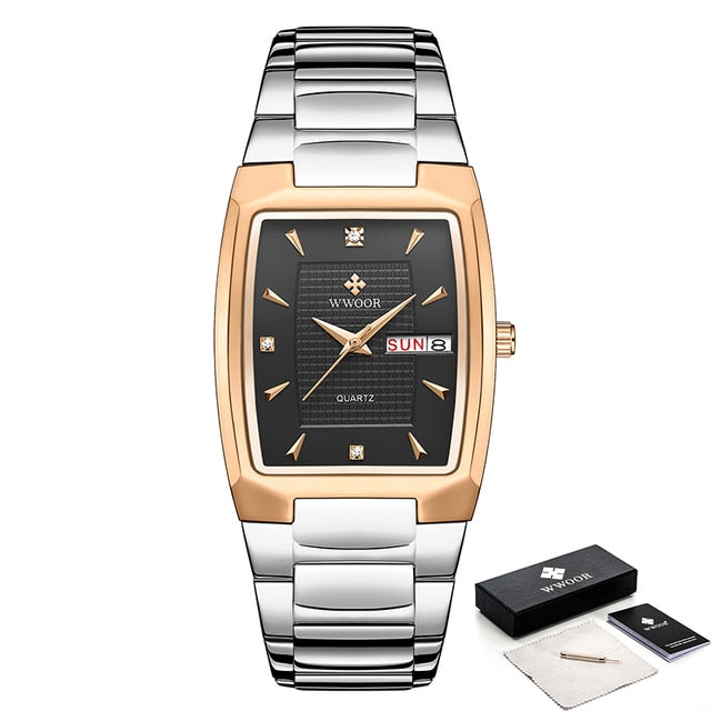 WWOOR 2023 New Square Watch Men with Automatic Week Date