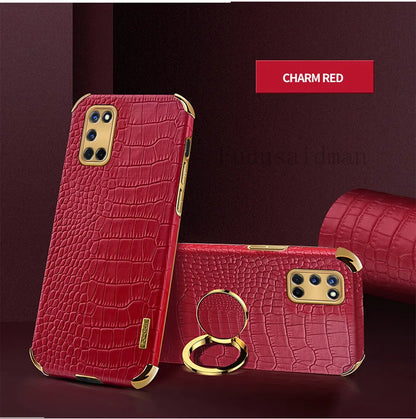 Crocodile Texture Ring Stand Phone Case