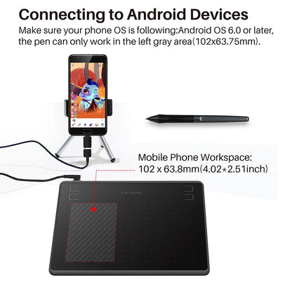 Huion HS64 Graphics Drawing Tablet with Battery-Free Stylus