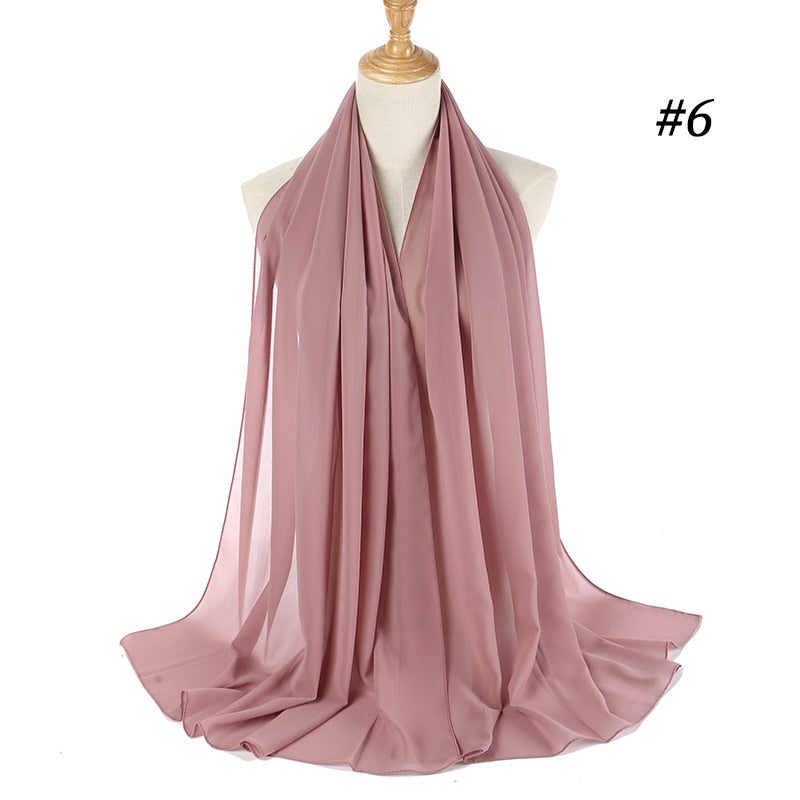 Plain Color Chiffon Scarf Headband Female