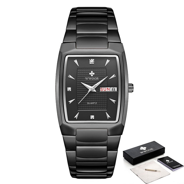 WWOOR 2023 New Square Watch Men with Automatic Week Date