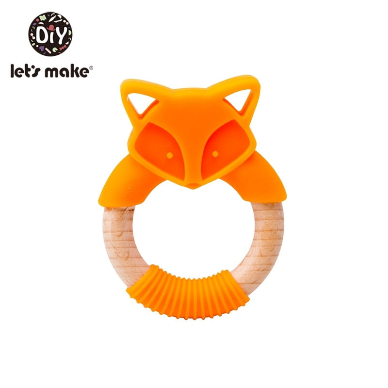 1Pc Silicone And Wooden Baby Teether