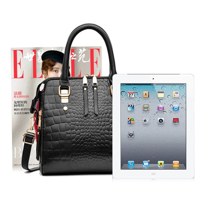 Crocodile Embossed PU Leather Tote Bag