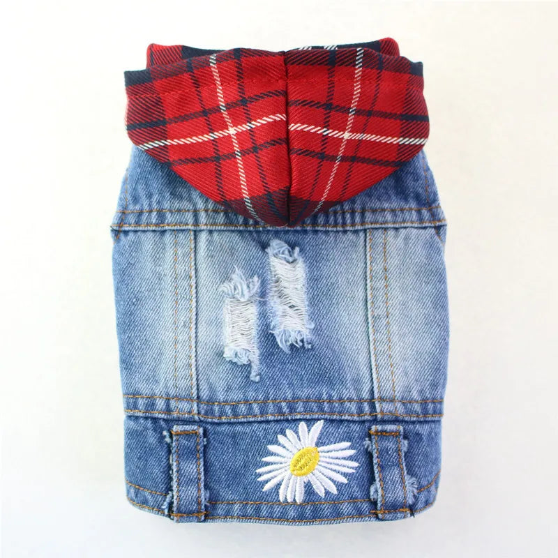 Denim Dog Jacket with Hood