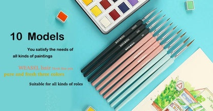 10pcs/set Long tail nylonhair hook line pen painting brush children