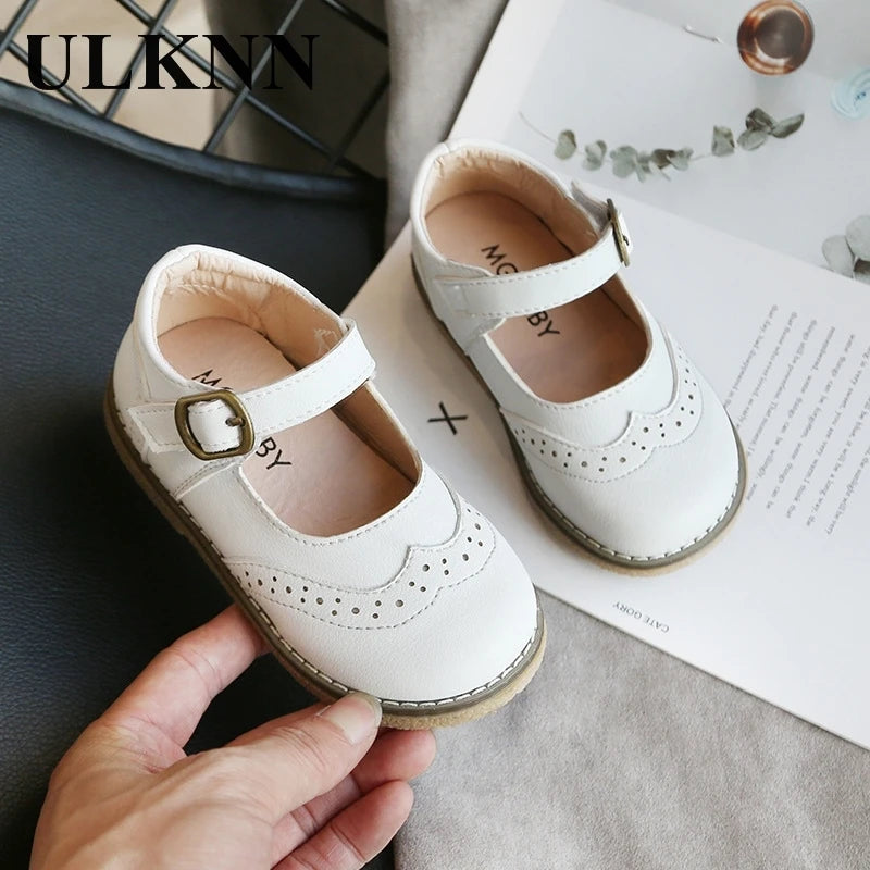 ULKNN Girls Leather Shoes