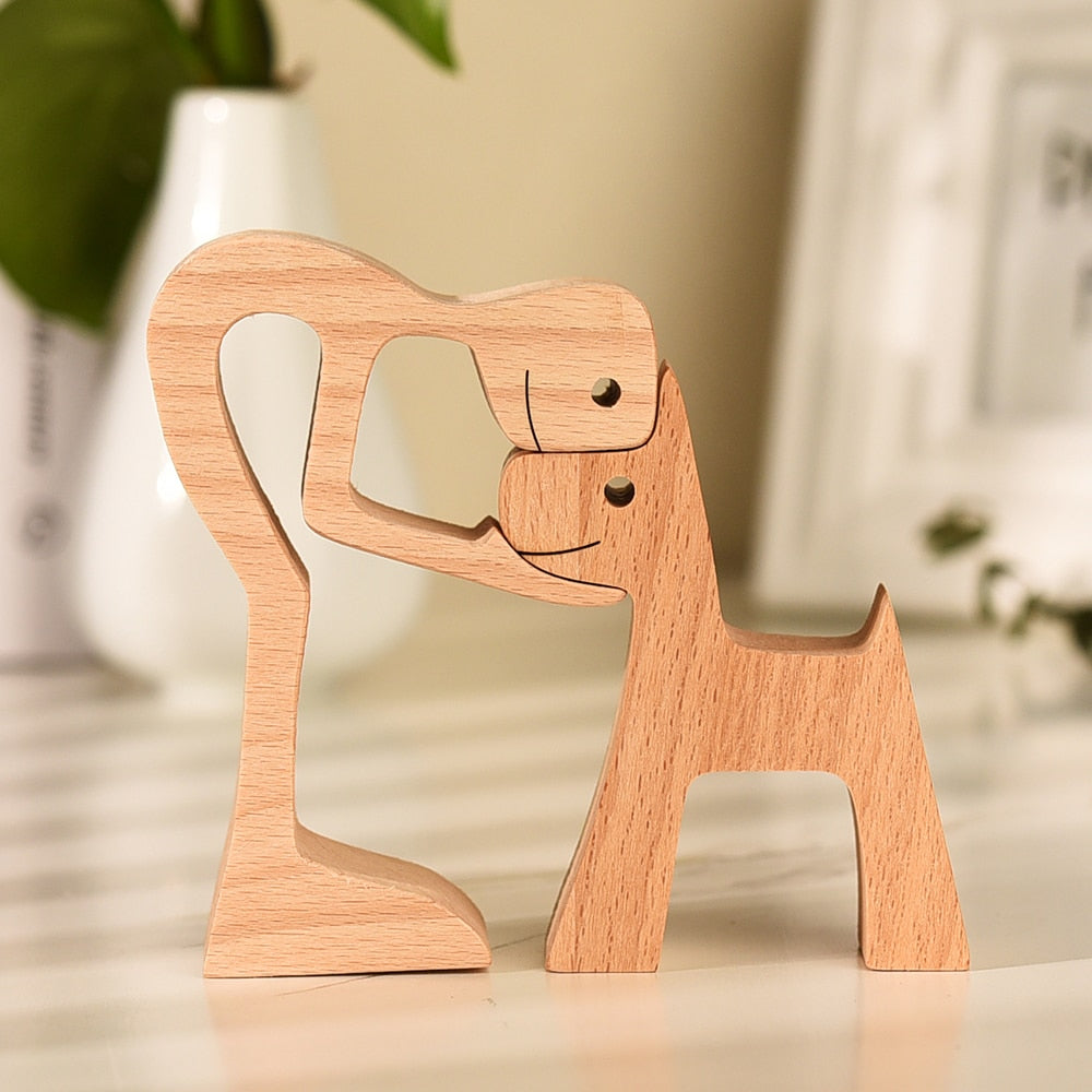 Family Puppy Wood Dog Craft  Table Ornament