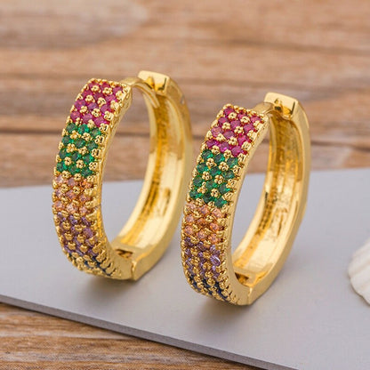 AIBEF Bohemian Colour Rainbow Crystal Stud Earrings