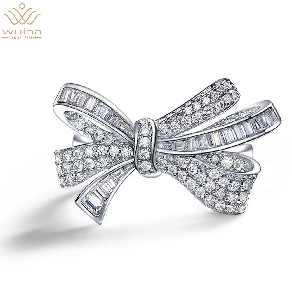 925 Sterling Silver Moissanite Bowknot Ring