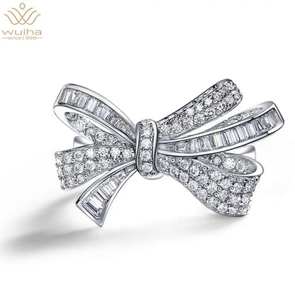 925 Sterling Silver Moissanite Bowknot Ring