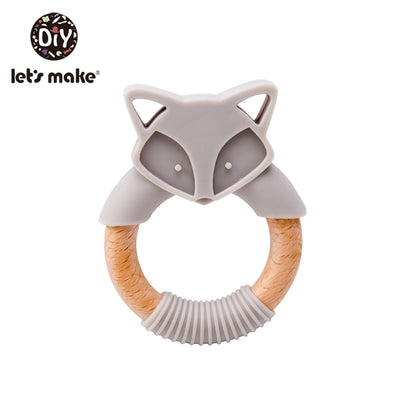 1Pc Silicone And Wooden Baby Teether