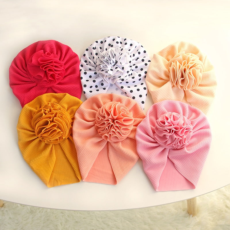 Cute Flower Baby Girl Hat Solid Color Newborn Infant Cap