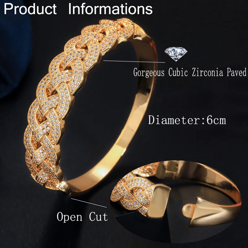 Cww Zircons Luxury Bangle Ring Set