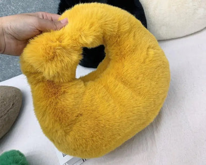 Luxury Faux Fur Half Moon Wrist Bag