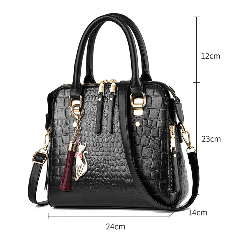 Crocodile Embossed PU Leather Tote Bag
