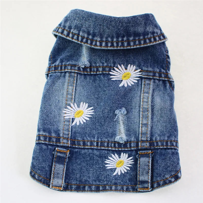 Denim Dog Jacket with Hood