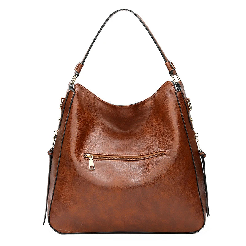Women’s Vintage PU Leather Shoulder Tote & Crossbody Bag