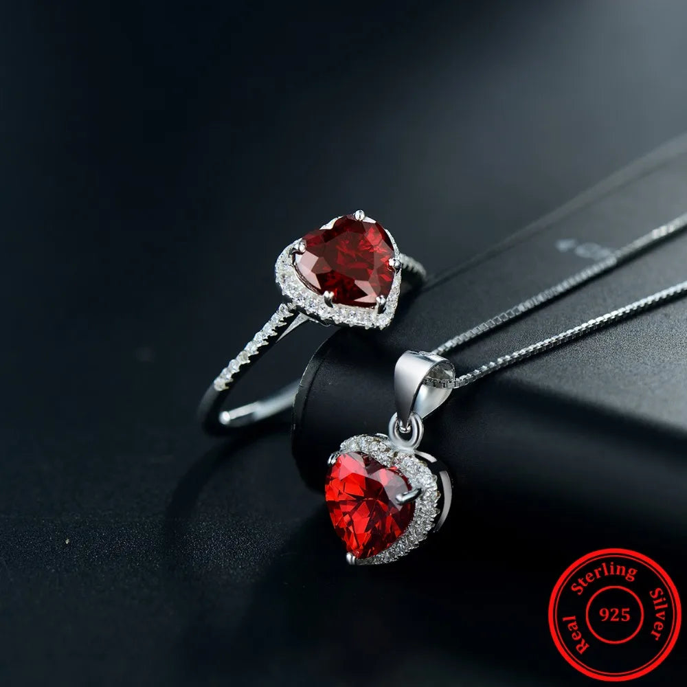 Genuine Solid 925 Sterling Silver Heart Jellewery set