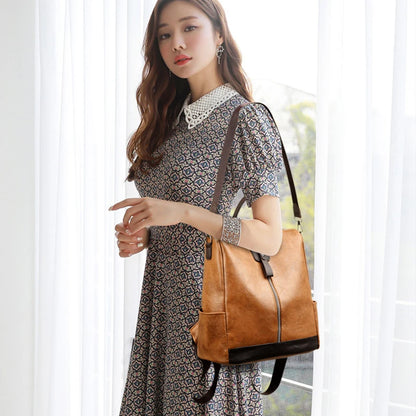 Women’s Anti-Theft PU Leather Travel Backpack