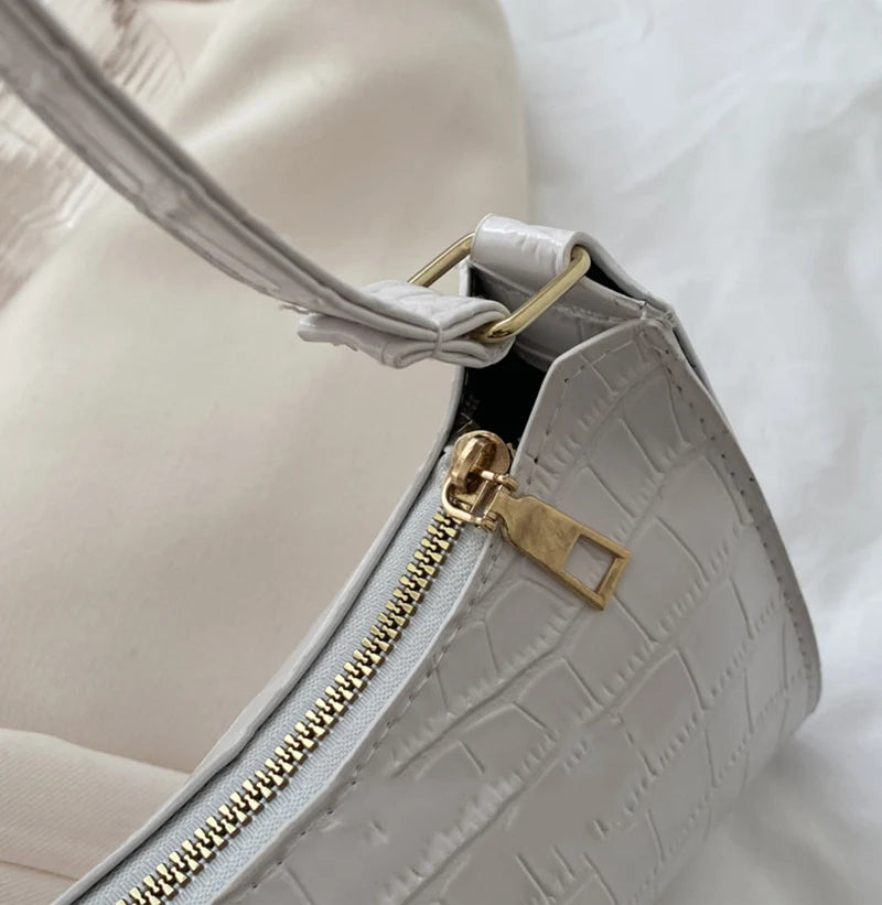 Alligator Pattern PU Leather Baguette Shoulder Bag