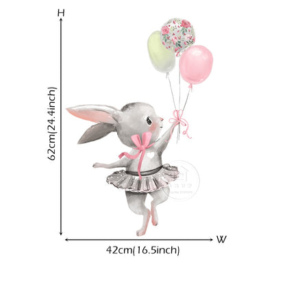 Cute Grey Bunny Ballet Rabbit Wall Stickers