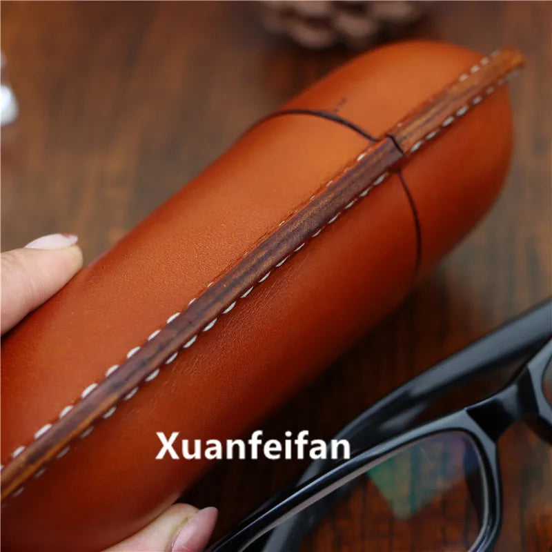 Vintage Cowhide Leather Glasses Case