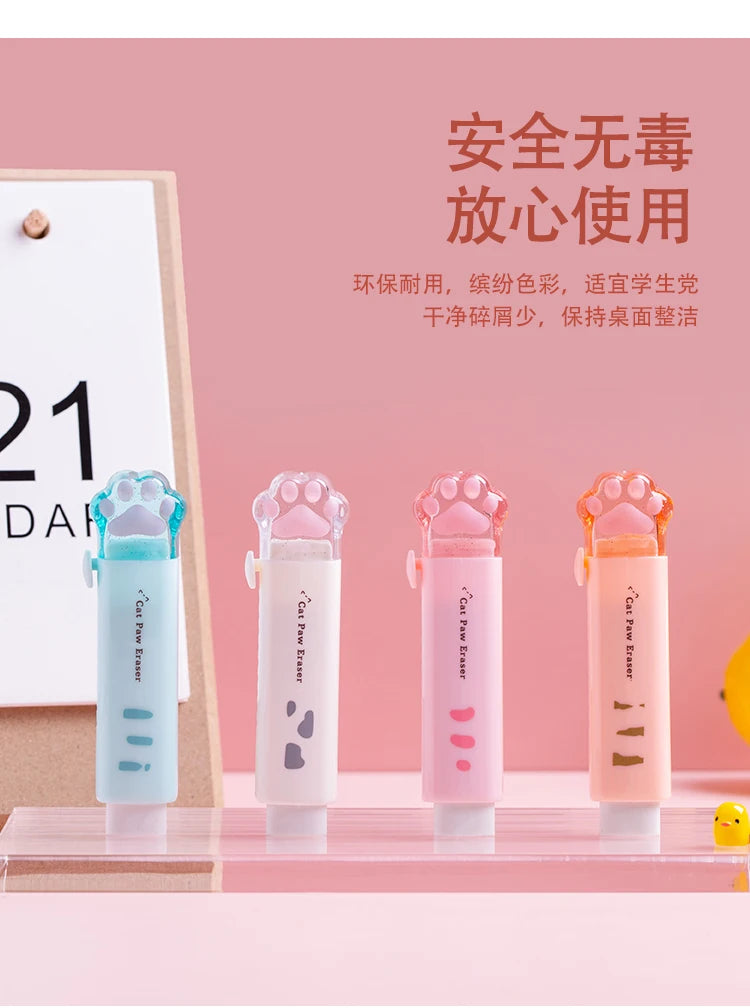 Retractable Cat Claw Pencil Eraser