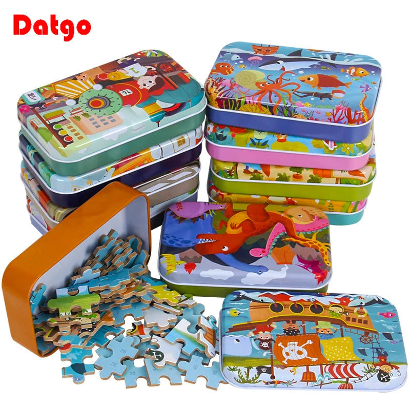 Wooden Cartoon Puzzle Set