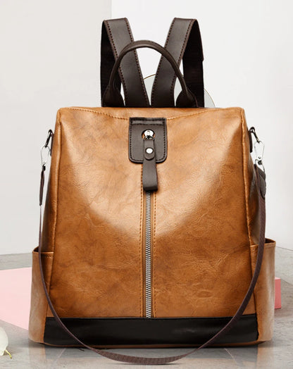 Women’s Anti-Theft PU Leather Travel Backpack