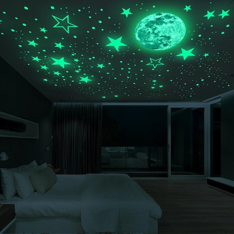 Luminous 3D Stars Dots Wall Sticker