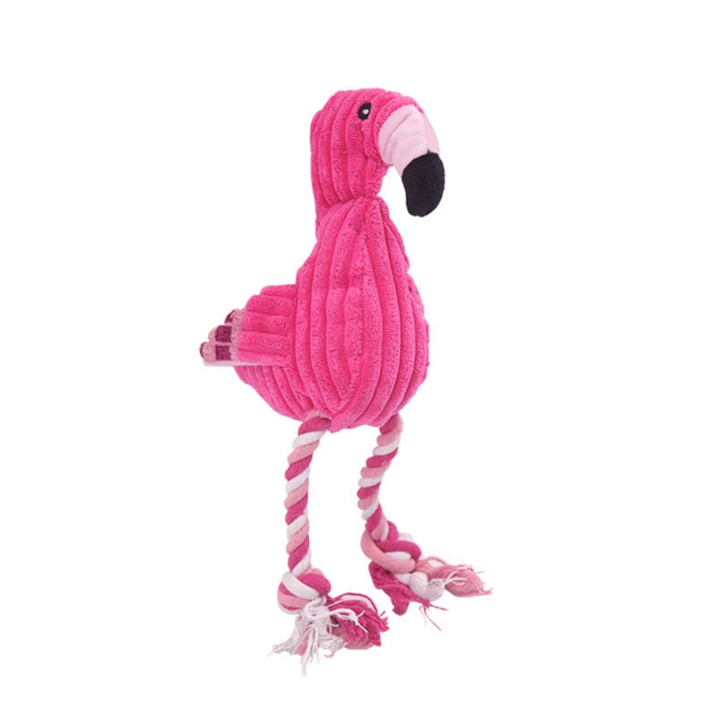 1Pcs Cleaning Teeth Squeaky Interactive Cartoon Animal Flamingo