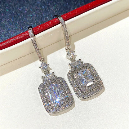 Huitan Luxury Crystal Cubic Zirconia Drop Earrings