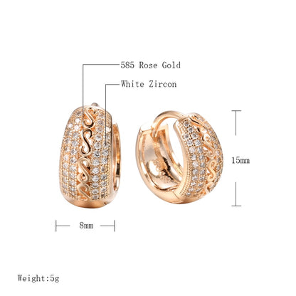 Kinel 585 Rose Gold Natural Zircon Earrings