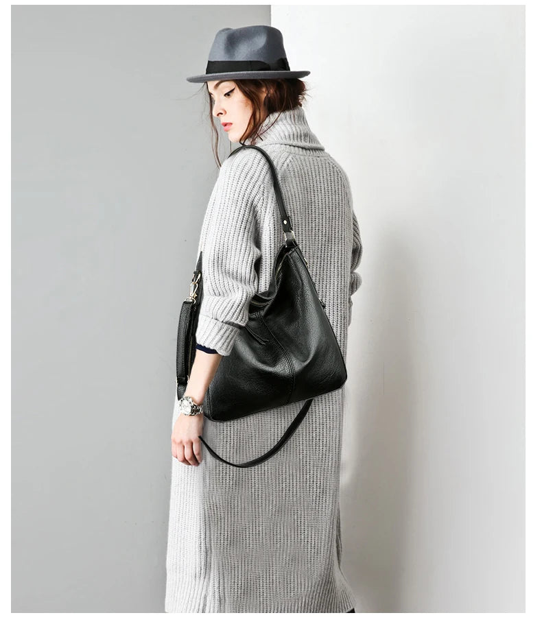 Women’s Vintage PU Leather Shoulder Tote & Crossbody Bag