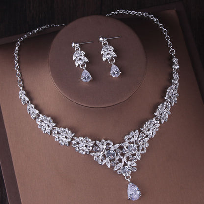 Silver Colour Crystal Bridal Jewelry Sets