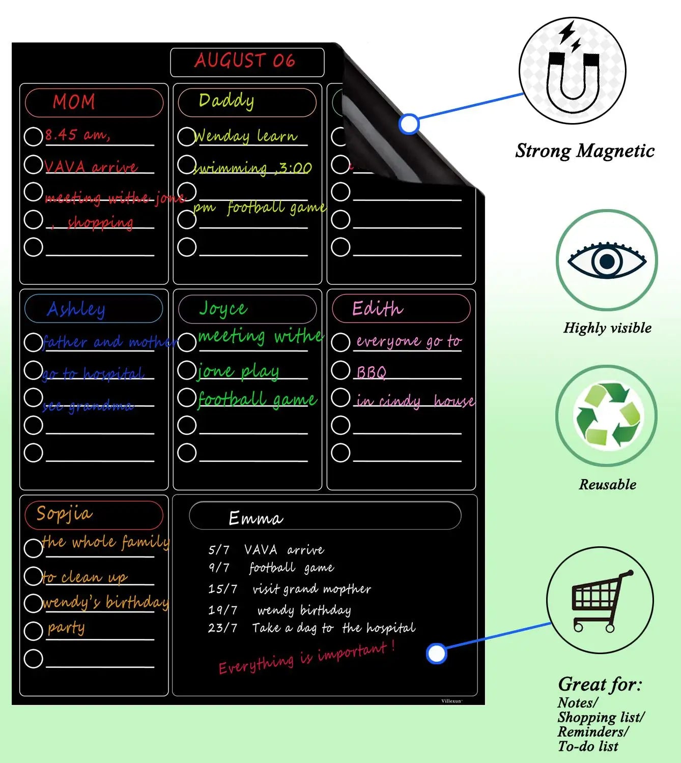 Magnetic Weekly Planner Whiteboard for Fridge