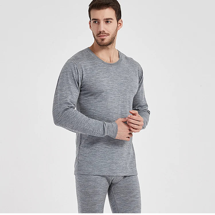 Men’s 100% Merino Wool Thermal Underwear Set – 250gsm Winter Base Layer