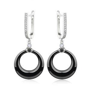 Women’s Ceramic & Stainless Steel Drop Earrings