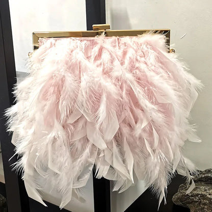 Feather Evening Clutch Bag