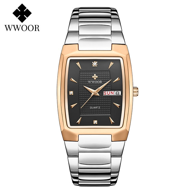 WWOOR 2023 New Square Watch Men with Automatic Week Date