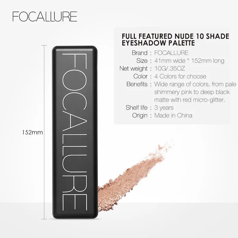 Focallure 10 Colors Matte Waterproof Long Lasting Eyeshadow Palette