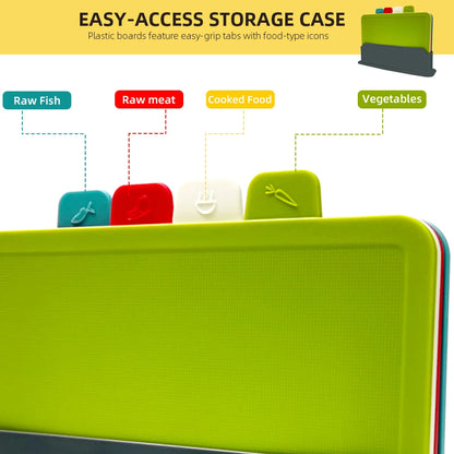 Color Coded Cutting Board Set with Holder