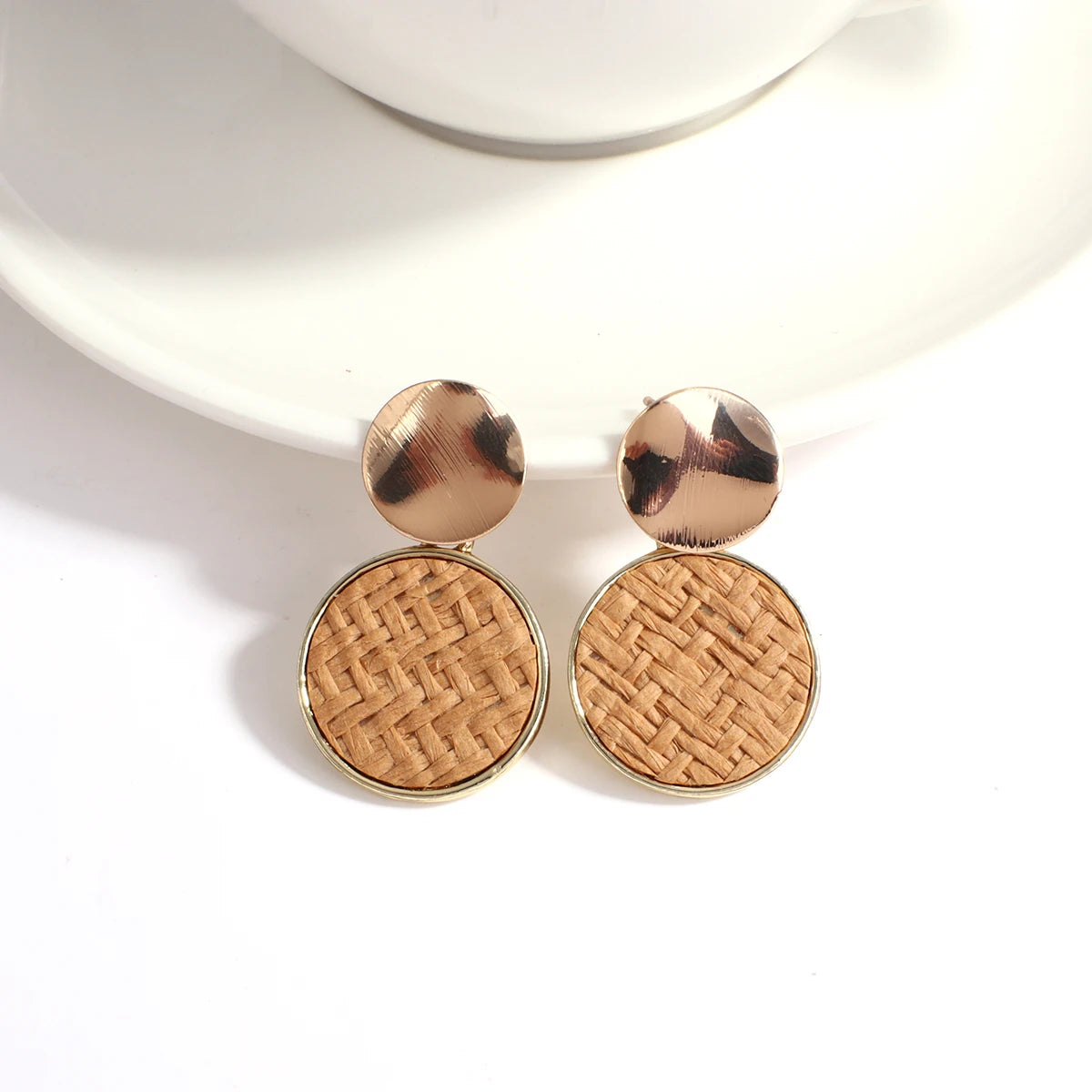AENSOA Boho Handmade Geometric Wooden Drop Earrings