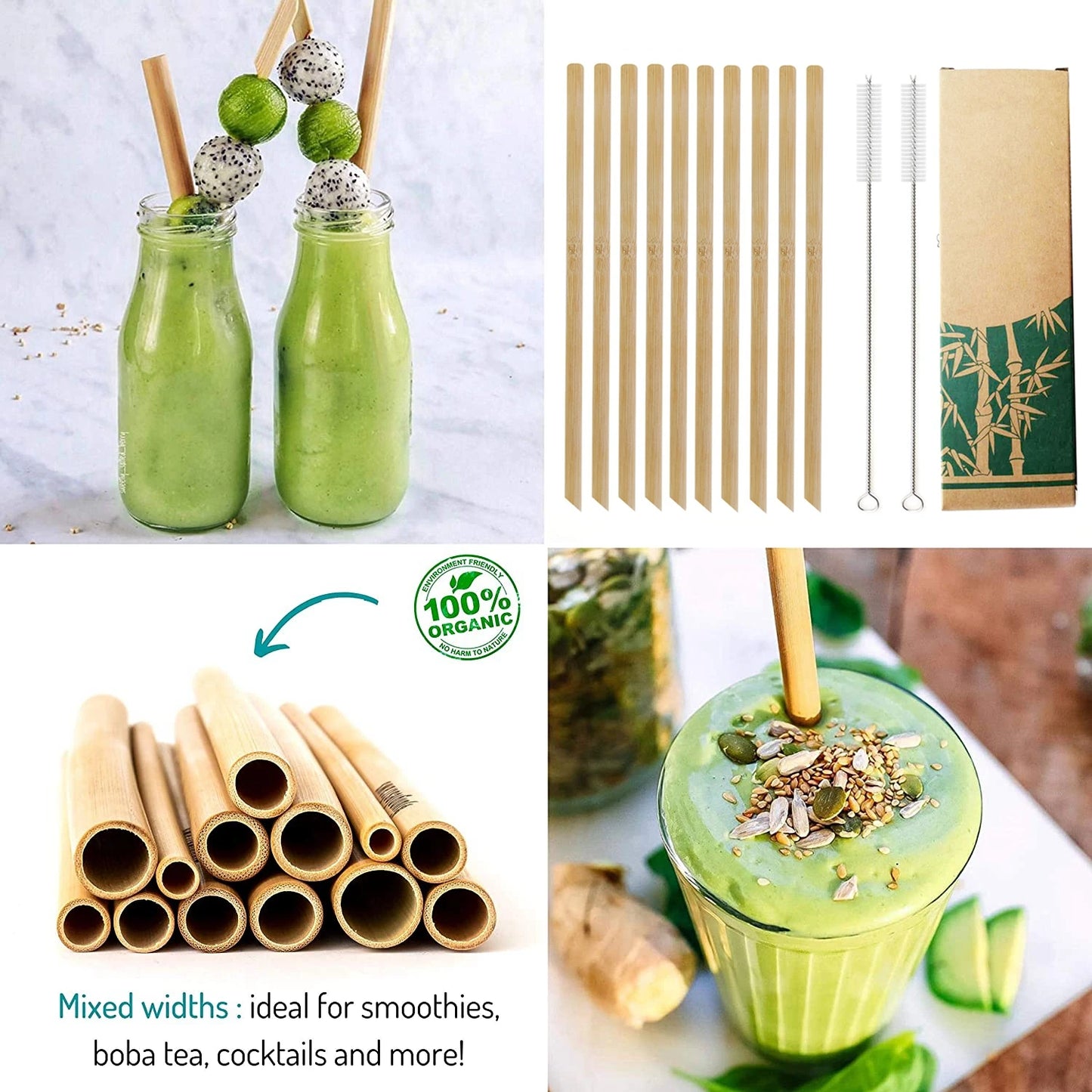 10Pcs Natural Bamboo 20cm Reusable Straw