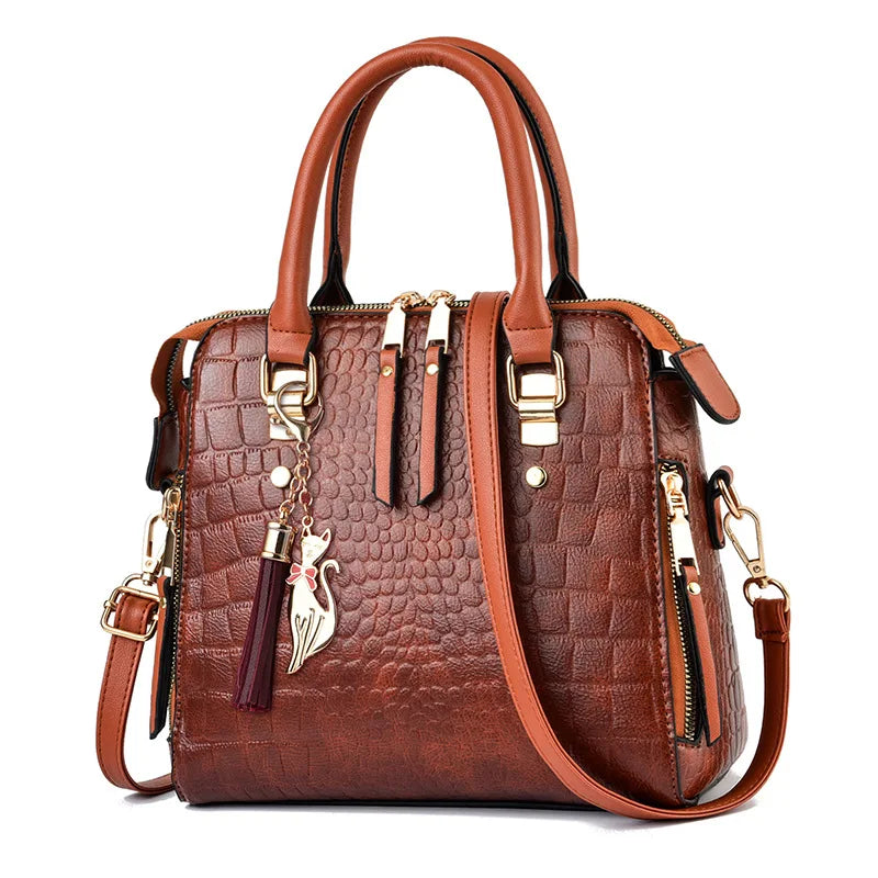 Crocodile Embossed PU Leather Tote Bag