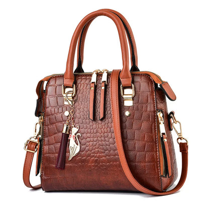 Yogodlns Crocodile Pattern Satchel Handbag