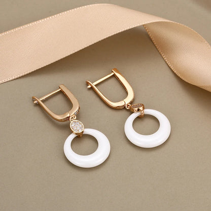 Women’s Ceramic & Stainless Steel Drop Earrings